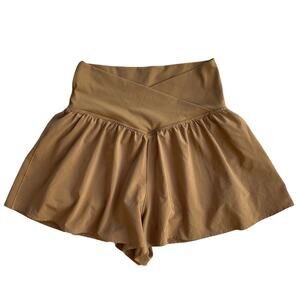 OFFLINE By Aerie Mustard Brown Real Me Crossover Flowy Shorts Size S